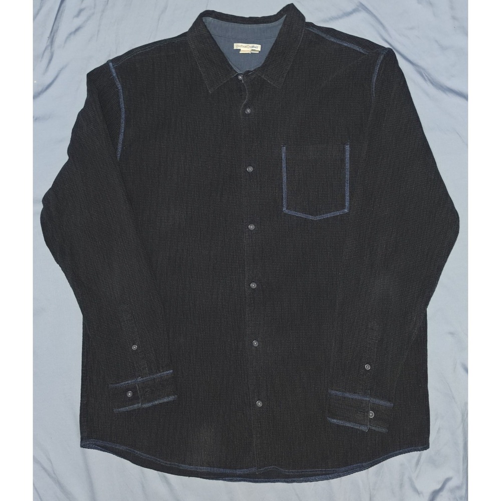 Carbon 2 Cobalt Button Up Heavyweight Shirt Dark Navy‎ Long Sleeve Mens Size XLT